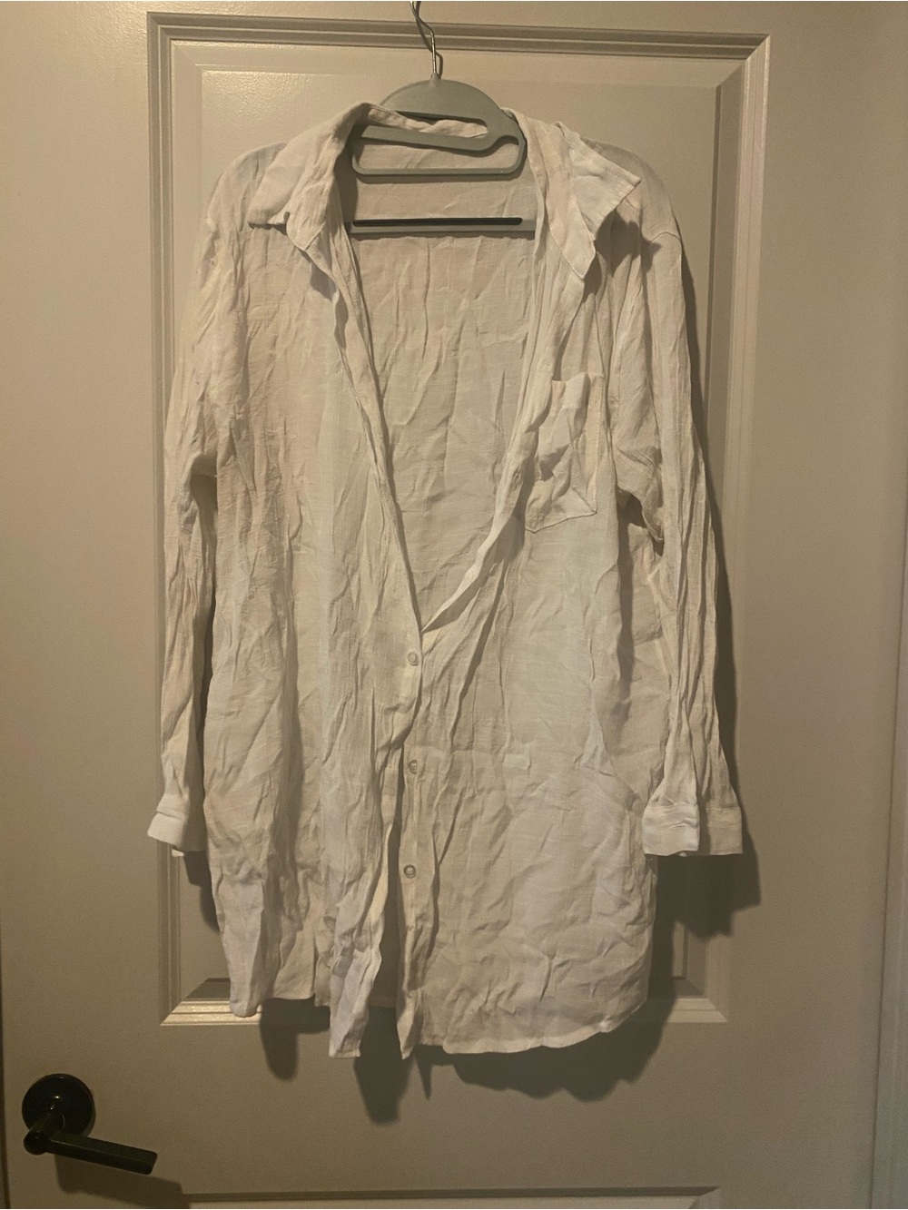 Women Lightweight White Button-Up Shirt Jacket